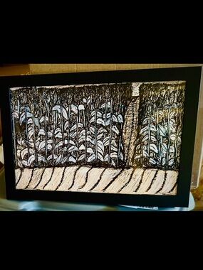 Framed Original Illustration Art Print “Creature In The Cornfield” 8x12